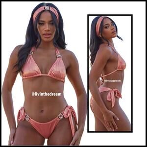 MAGIC IN MAKO 'SIREN' TRIANGLE BIKINI TOP XL & TIE SIDE BIKINI BOTTOMS M $75
